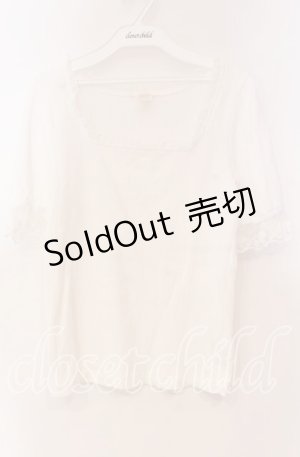 画像: 【SALE】Secret Honey / スクエア襟テレコTシャツ 0 シロ O-25-11-04-084-CA-TS-YM-ZT179