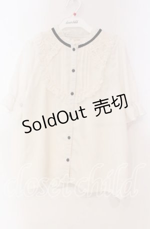 画像: axes femme POETIQUE / 花ブローチ付プチスタンドブラウス M オフ O-25-11-04-086-AX-BL-IG-OS