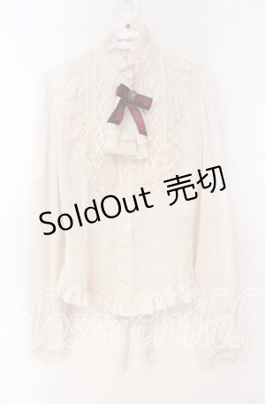 画像: Innocent World / ストライプリボンブラウス  アイボリー×ワイン O-25-11-04-087-IW-BL-IG-OS