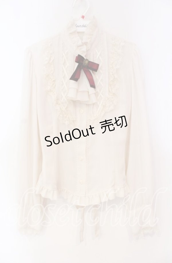 画像1: Innocent World / ストライプリボンブラウス  アイボリー×ワイン O-25-11-04-087-IW-BL-IG-OS (1)