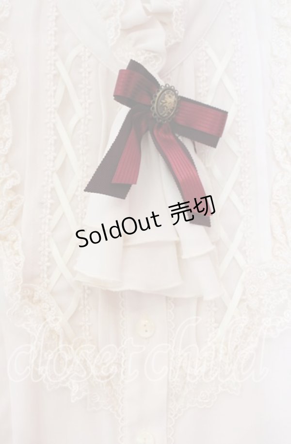 画像2: Innocent World / ストライプリボンブラウス  アイボリー×ワイン O-25-11-04-087-IW-BL-IG-OS (2)