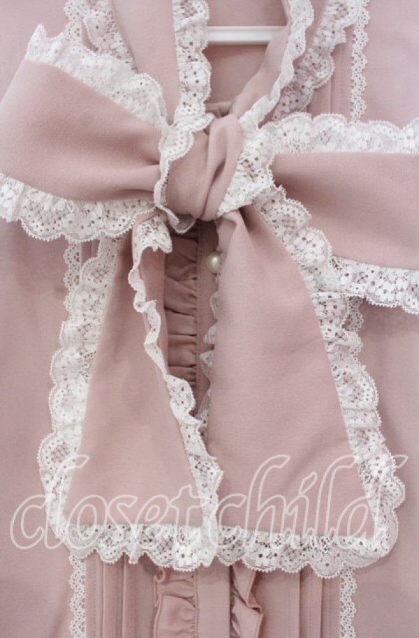 画像2: Dear My Love / レースフリルたっぷり上品ボウタイリボンブラウス M ピンク O-25-11-04-012-EL-BL-OW-OS (2)