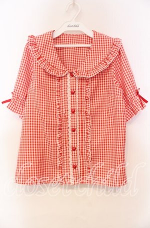 画像: Dear My Love / セーラーハートボタンフリルブラウス M アカ O-25-11-04-015-EL-BL-OW-OS