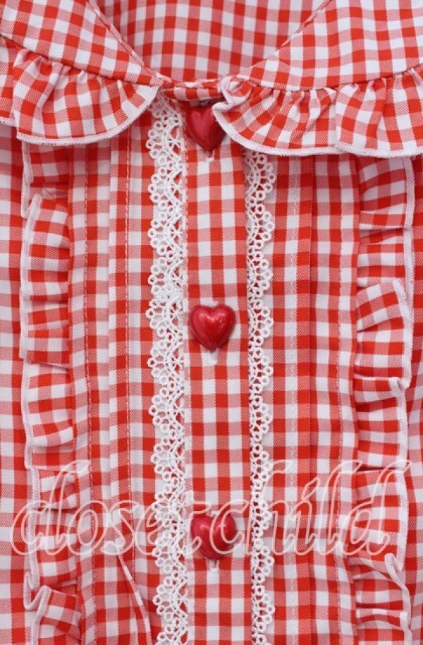 画像2: Dear My Love / セーラーハートボタンフリルブラウス M アカ O-25-11-04-015-EL-BL-OW-ZT250 (2)