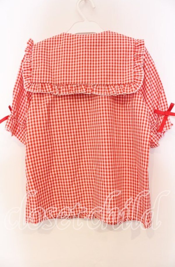 画像3: Dear My Love / セーラーハートボタンフリルブラウス M アカ O-25-11-04-015-EL-BL-OW-ZT250 (3)