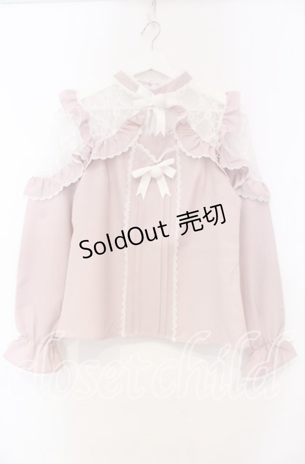 画像1: DearMyLove / レースフリルポンポンリボンブラウス M ピンク O-25-11-04-016-EL-BL-OW-OS (1)
