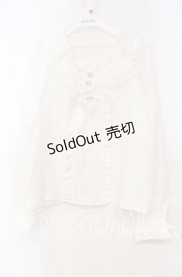 画像1: DearMyLove / 推しリボンテーラードセーラー襟ブラウス M シロ O-25-11-04-017-EL-BL-OW-OS (1)