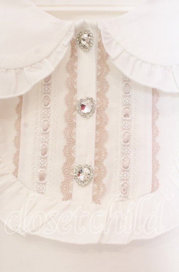 画像2: DearMyLove / ヨークフリルはしごレースうさみみブラウス M シロ×ピンク O-25-11-04-018-EL-BL-OW-ZT249 (2)