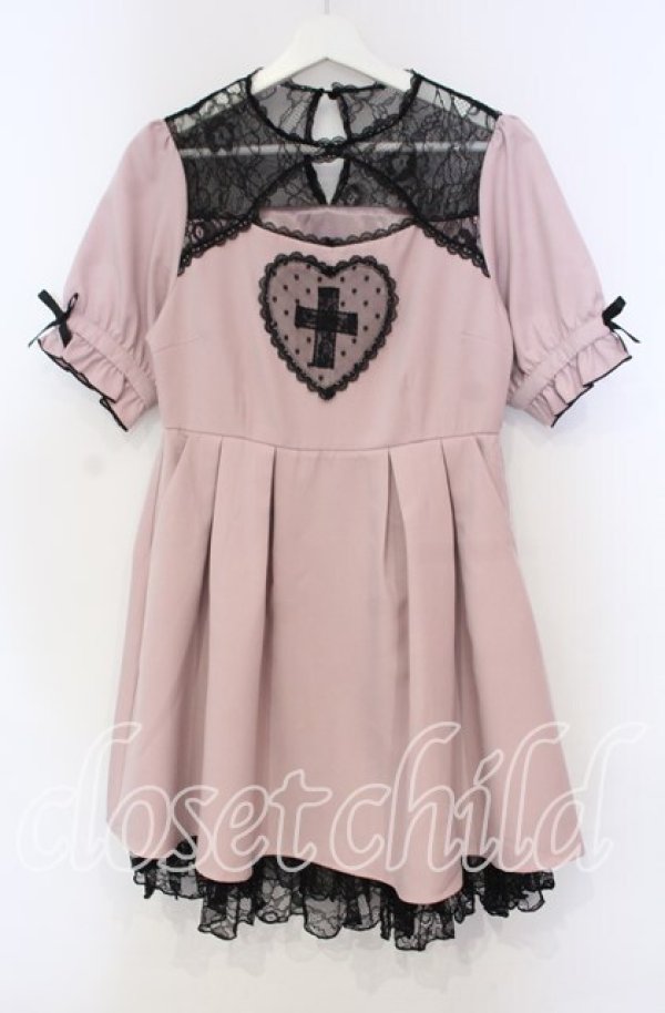 画像1: DearMyLove / 闇十字架ハートドットワンピース M ピンク O-25-11-04-026-EL-OP-OW-ZT178 (1)