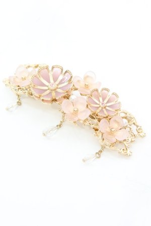 画像: axes femme / コスモスモチーフバレッタ  ゴールド×ピンク O-25-11-06-044-AX-AC-IG-OS
