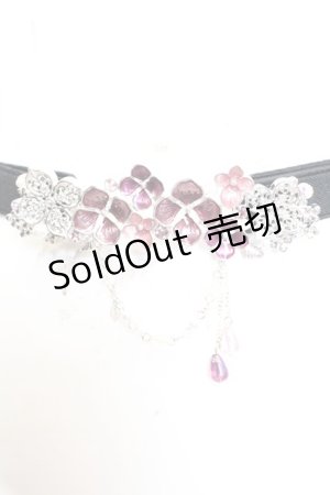 画像: axes femme / 紫陽花モチーフ細ゴムベルト  シルバー×パープル O-25-11-06-058-AX-ZA-IG-OS