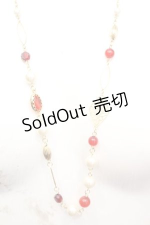 画像: 【SALE】axes femme / パールビーズネックレス  ゴールド×アカ O-25-11-06-061-AX-ZA-IG-ZT422-F004