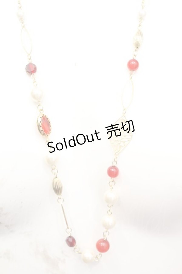 画像1: 【SALE】axes femme / パールビーズネックレス  ゴールド×アカ O-25-11-06-061-AX-ZA-IG-ZT422-F004 (1)