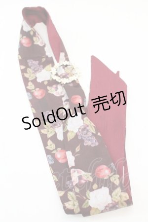 画像: axes femme POETIQUE / フルーツ柄リボンスカーフ  ワイン O-25-11-06-063-AX-AC-IG-OS