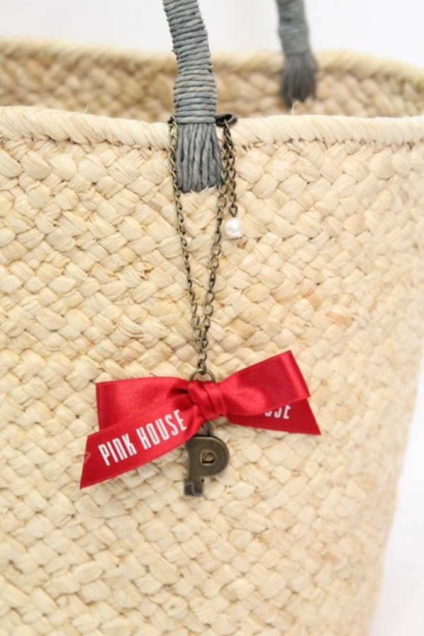 画像2: PINK HOUSE / ギンガム巾着麦わらバッグ  サックスギンガム O-25-11-06-066-LO-BG-IG-ZT274 (2)