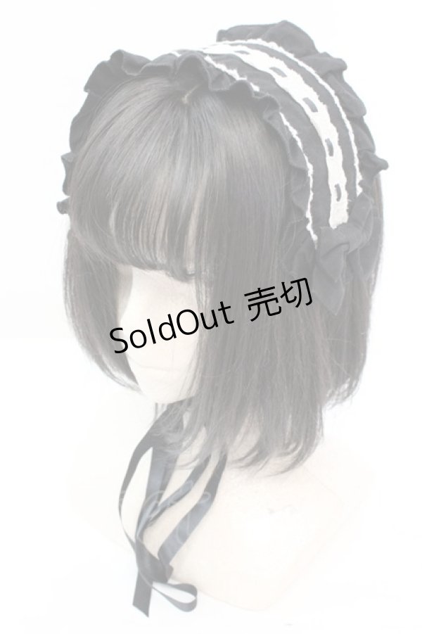 画像1: metamorphose / ハートはしごレースヘッドドレス  クロ×オフ O-25-11-06-010-ME-AC-IG-OS (1)