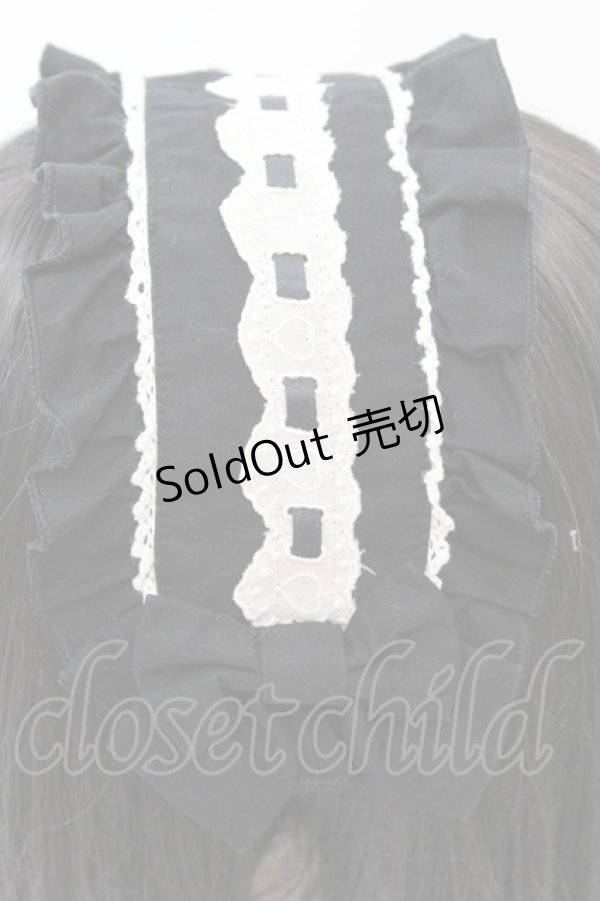 画像2: metamorphose / ハートはしごレースヘッドドレス  クロ×オフ O-25-11-06-010-ME-AC-IG-OS (2)