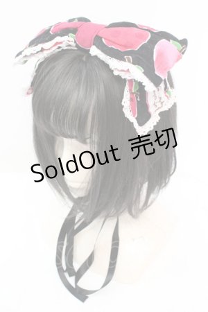 画像: metamorphose / りんごレース付リボンヘッドドレス  クロ O-25-11-06-011-ME-AC-IG-OS