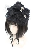 画像1: MARBLE / アンティークブローチ付きゴシック調ヘッドドレス  ブラック O-25-11-06-012-GO-AC-IG-OS (1)