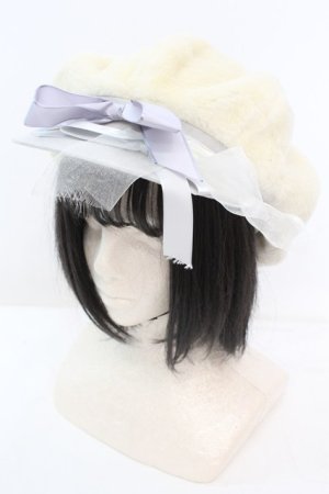 画像: MILK / ファーリボンキャスケット  アイボリー O-25-11-06-014-ML-AC-IG-OS