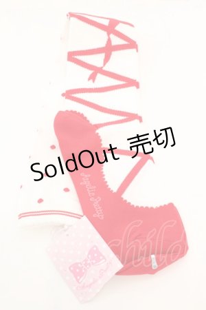 画像: Angelic Pretty / トゥシューズ風オーバーニー  シロ×アカ O-25-11-06-031-AP-ZA-IG-OS