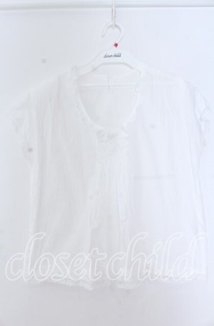 画像: KANEKO ISAO / ピンタック使い半袖プルブラウス  シロ O-25-11-07-049-EL-BL-OW-OS