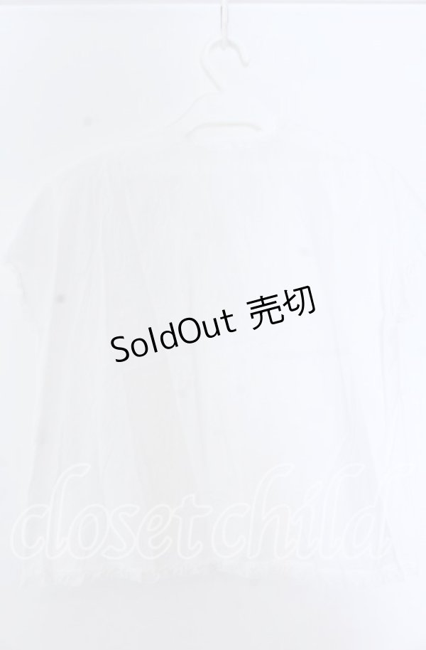 画像2: KANEKO ISAO / フロントピンタック半袖ブラウス  シロ O-25-11-07-052-EL-BL-OW-OS (2)