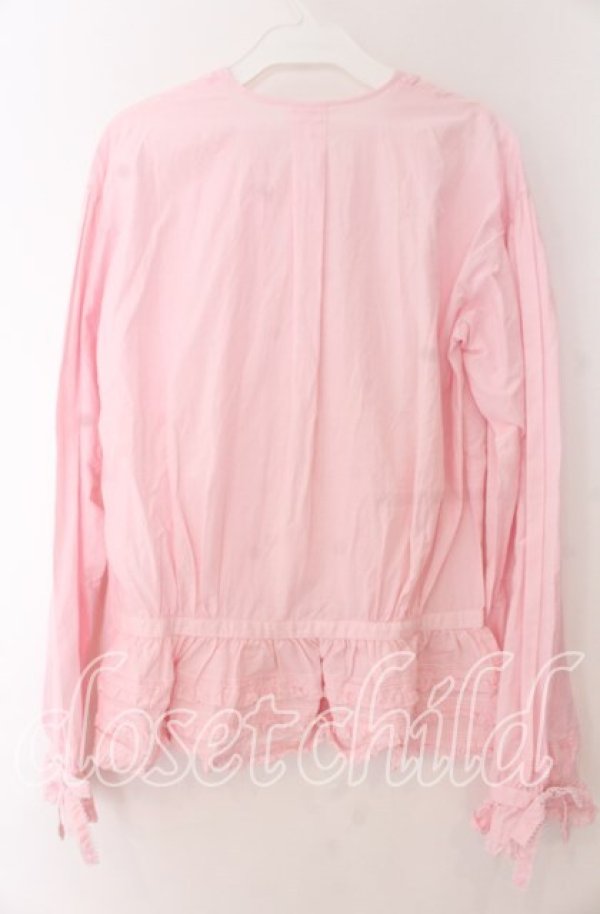 画像2: WONDERFUL WORLD / ギンガムフリルタックブラウス  ピンク O-25-11-07-053-LO-BL-IG-OS (2)