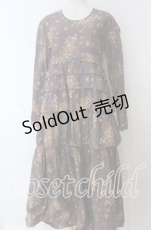 画像: WONDERFUL WORLD / 籠ブーケ柄ワンピース  パープル O-25-11-07-054-LO-OP-OW-OS