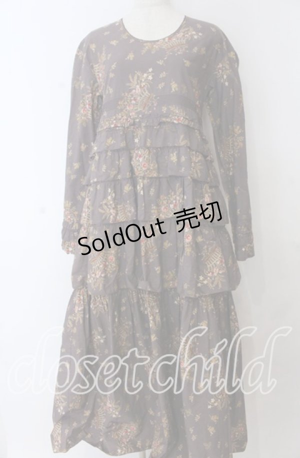 画像1: WONDERFUL WORLD / 籠ブーケ柄ワンピース  パープル O-25-11-07-054-LO-OP-OW-OS (1)