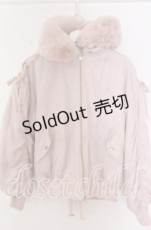 画像: LIZ LISA / メッセージリボンファーフードブルゾン  ピンク O-25-11-07-056-LO-CO-OW-OS