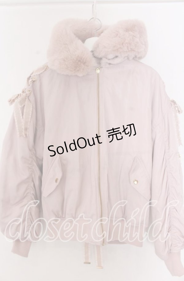 画像1: LIZ LISA / メッセージリボンファーフードブルゾン  ピンク O-25-11-07-056-LO-CO-OW-OS (1)