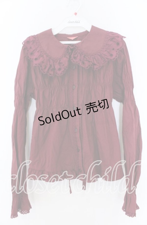 画像1: BABY,THE STARS SHINE BRIGHT / 音符レースのベビードールブラウス  えんじ O-25-11-07-058-BA-BL-IG-OS (1)