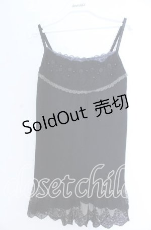 画像: axes femme / 巻き薔薇ビーズ配色キャミソール  クロ O-25-11-07-060-AX-TO-IG-OS