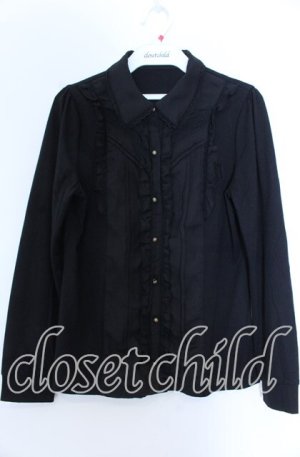 画像: axes femme / 前立てデザインブラウス風プルオーバー  クロ O-25-11-07-063-AX-TO-IG-OS