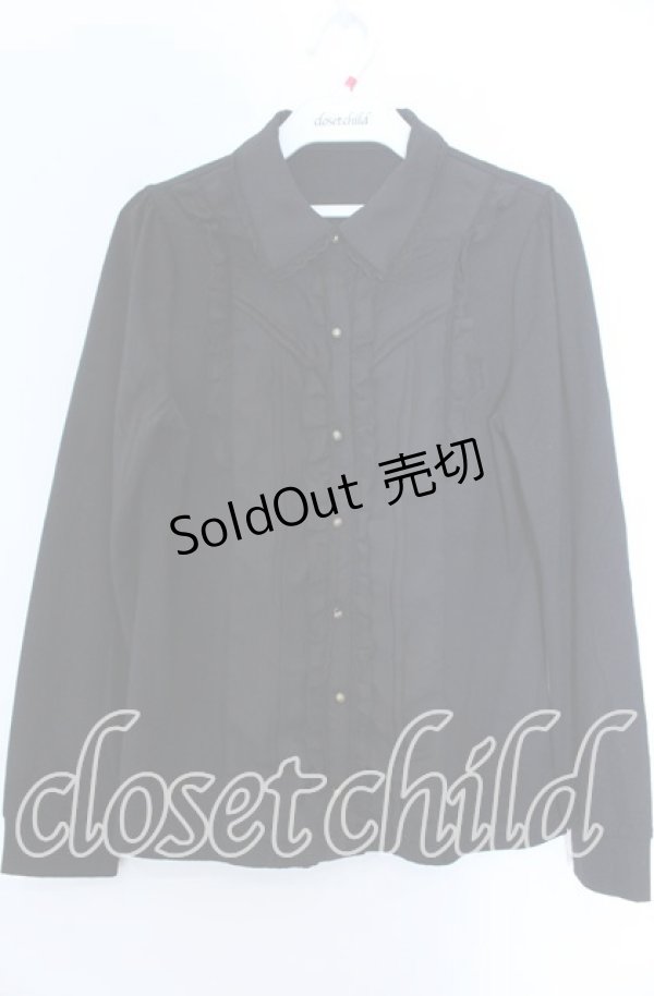 画像1: axes femme / 前立てデザインブラウス風プルオーバー  クロ O-25-11-07-063-AX-TO-IG-OS (1)