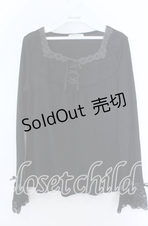 画像: axes femme / 袖レーシーインナーPO  クロ O-25-11-07-064-AX-TO-IG-OS