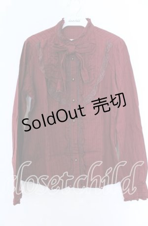 画像: axes femme / ストライプタイ付きブラウス  ワイン O-25-11-07-066-AX-BL-IG-OS