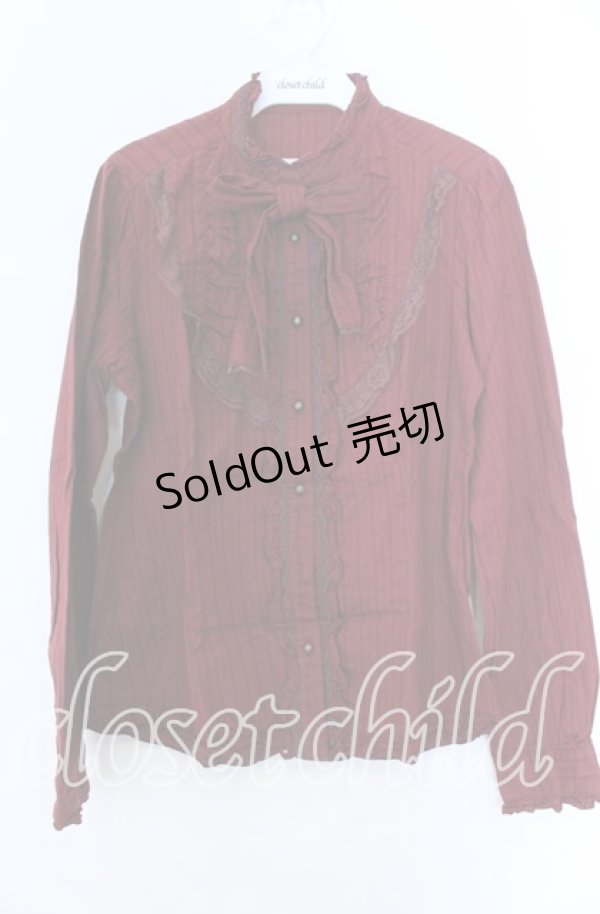 画像1: axes femme / ストライプタイ付きブラウス  ワイン O-25-11-07-066-AX-BL-IG-OS (1)