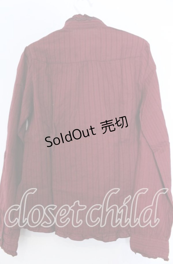 画像2: axes femme / ストライプタイ付きブラウス  ワイン O-25-11-07-066-AX-BL-IG-OS (2)