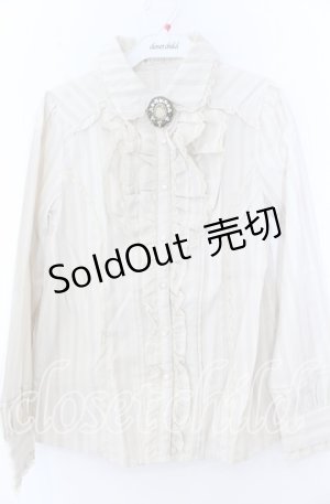 画像: axes femme / 胸元フリルストライプブラウス  生成り O-25-11-07-067-AX-BL-IG-OS