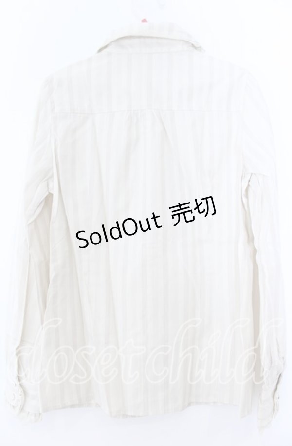 画像2: axes femme / 胸元フリルストライプブラウス  生成り O-25-11-07-067-AX-BL-IG-OS (2)