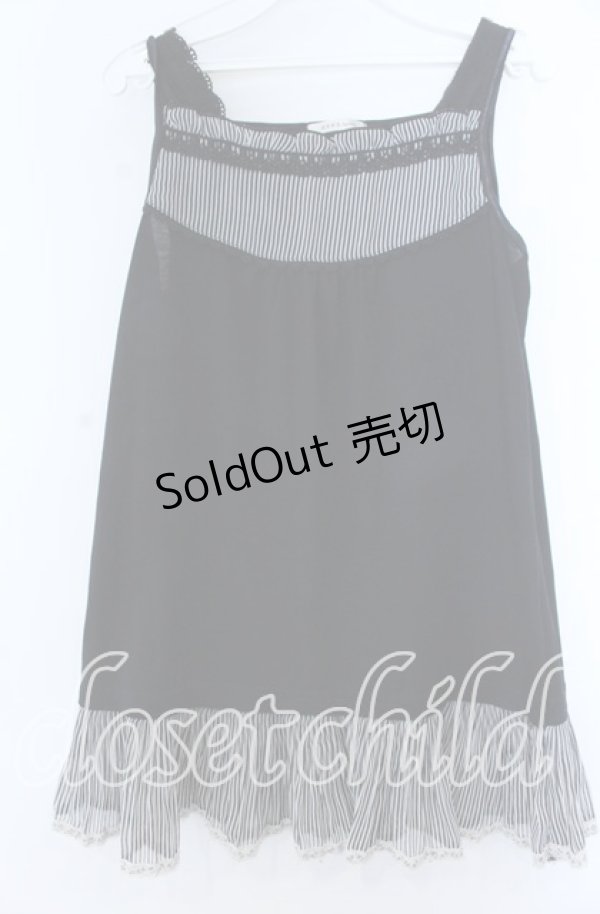 画像1: axes femme / シフォン切り替えタンクトップ  クロ×ストライプ O-25-11-07-069-AX-TO-IG-OS (1)