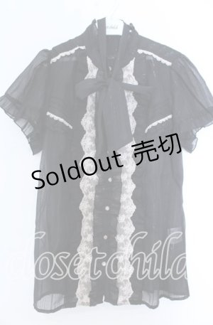 画像: axes femme / ラメ透かしブラウス  クロ O-25-11-07-070-AX-BL-IG-OS