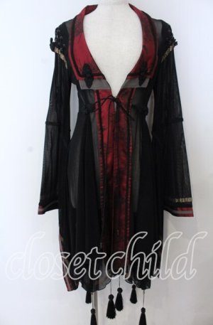 画像: Ozz oneste / 流水羽衣天女羽織  ブラック×レッド O-25-11-07-074-OO-TO-IG-OS