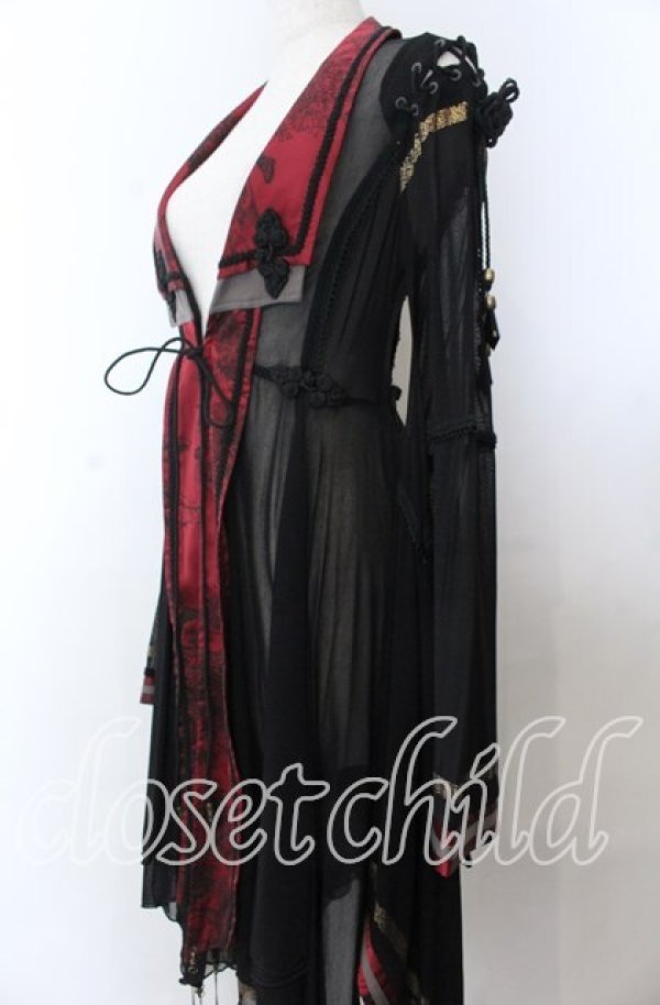 画像2: Ozz oneste / 流水羽衣天女羽織  ブラック×レッド O-25-11-07-074-OO-TO-IG-OS (2)