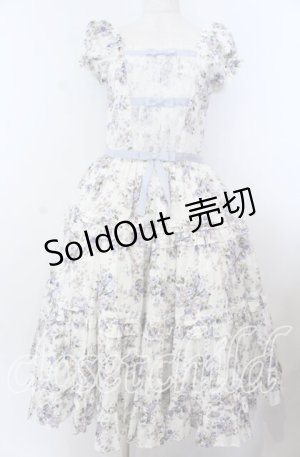 画像: Victorian maiden / ロココブーケリボンティアードロングドレス  ブルー O-25-11-07-079-CL-OP-OW-OS