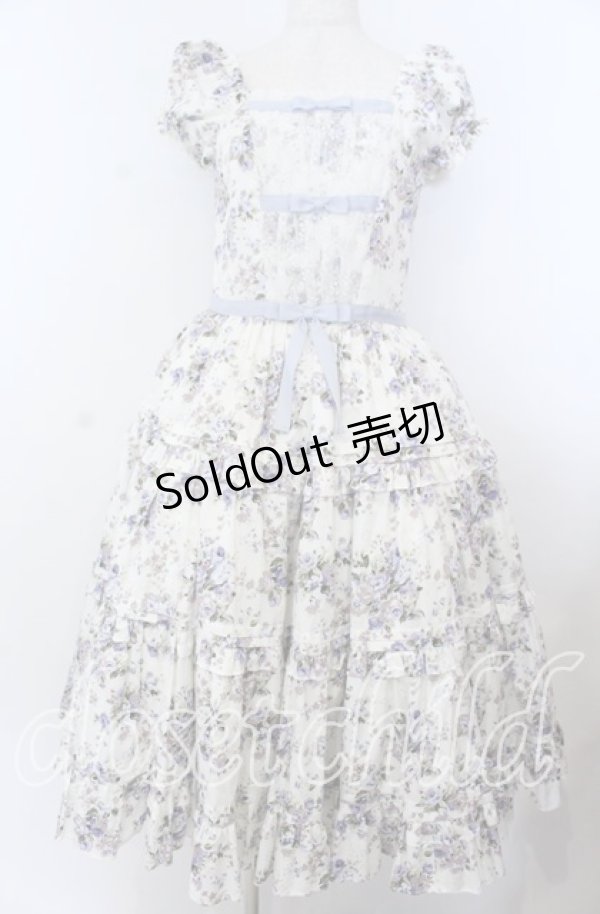 画像1: Victorian maiden / ロココブーケリボンティアードロングドレス  ブルー O-25-11-07-079-CL-OP-OW-OS (1)