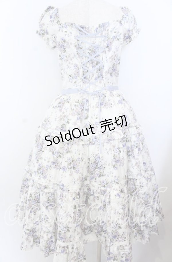 画像4: Victorian maiden / ロココブーケリボンティアードロングドレス  ブルー O-25-11-07-079-CL-OP-OW-OS (4)