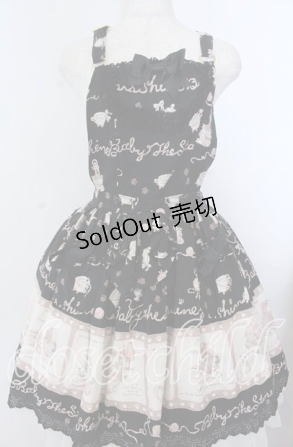 画像1: BABY,THE STARS SHINE BRIGHT / ねこ・NEKO・ラプソディー柄エプロンスカート  クロ O-25-11-07-084-BA-SK-OW-OS (1)